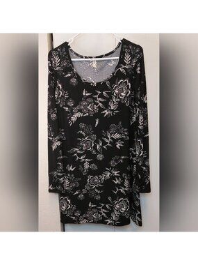 Mudd Size Medium Midi Sheath Floral Dress Long Sleeve Boho Comfy Soft Casual